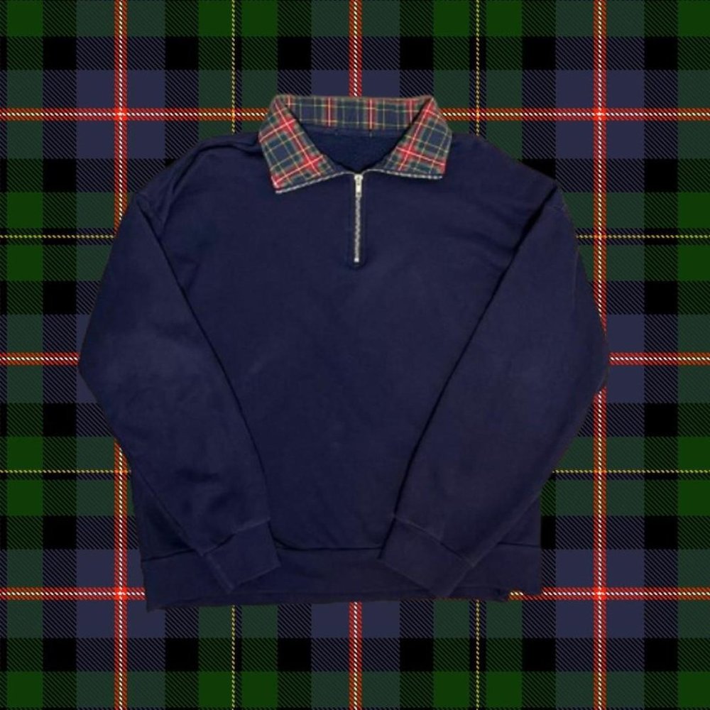 Plaid Collared Sweatshirt